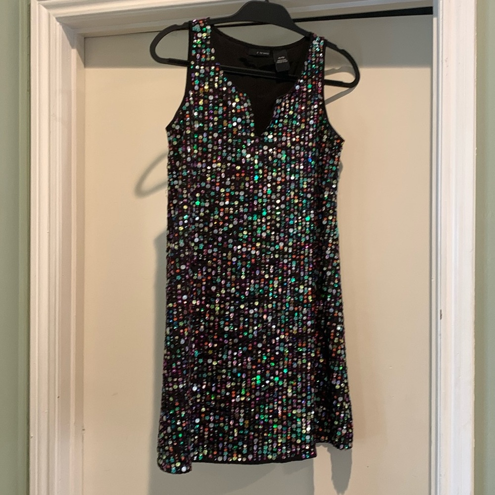 Rainbow multicolor sequin mini dress size XS